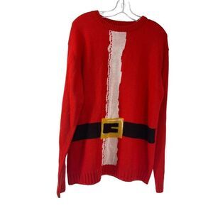 Santa Christmas Sweater Blitzen & Company Red Ugly Sweater Funny Mens Size Large